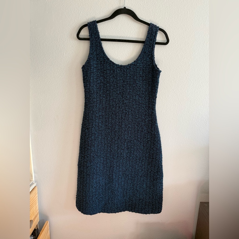 St. John Midnight Blue Textured Mini Dress wool NWT